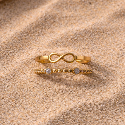 Bague réglable infini dorée & strass – Élégance fine et symbolique