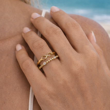 Bague réglable infini dorée & strass – Élégance fine et symbolique
