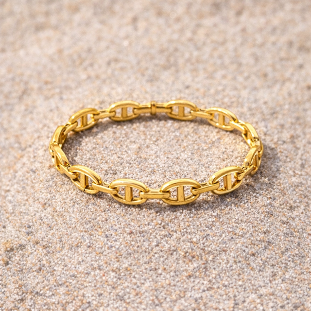 Bracelet jonc grain de café fermoir invisible – Doré & argenté