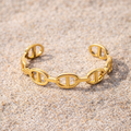 Bracelet jonc grain de café ouvert – Maillons dorés & argentés