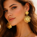 Boucles d’oreilles Fleur Soleil dorées – Élégance bohème chic