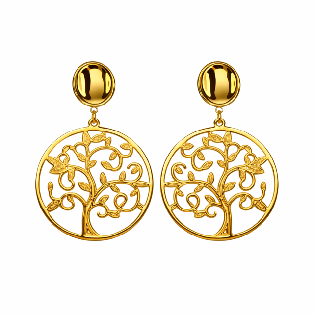 Boucles d’oreille Arbre de vie - Elégance dorée et argentée