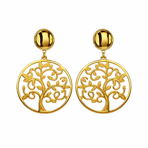 Boucles d’oreille Arbre de vie - Elégance dorée et argentée