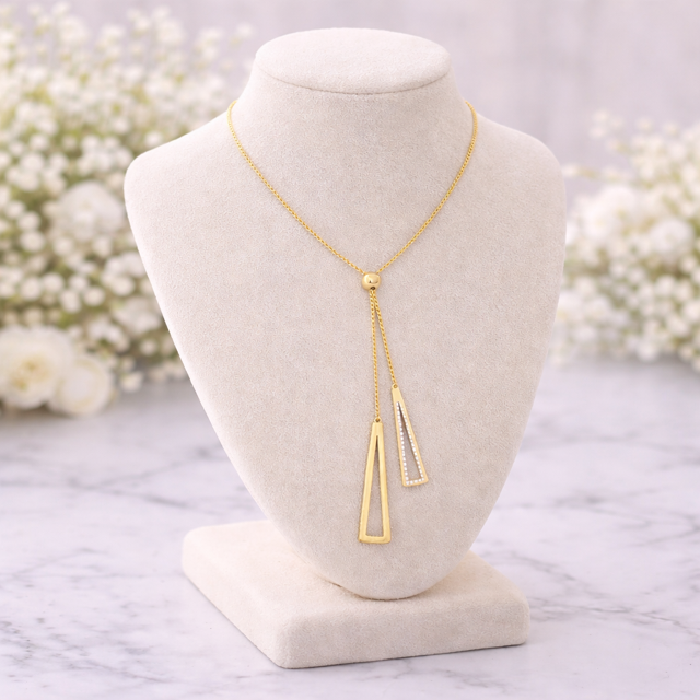 Collier Y doré géométrique – Élégance minimaliste & chic