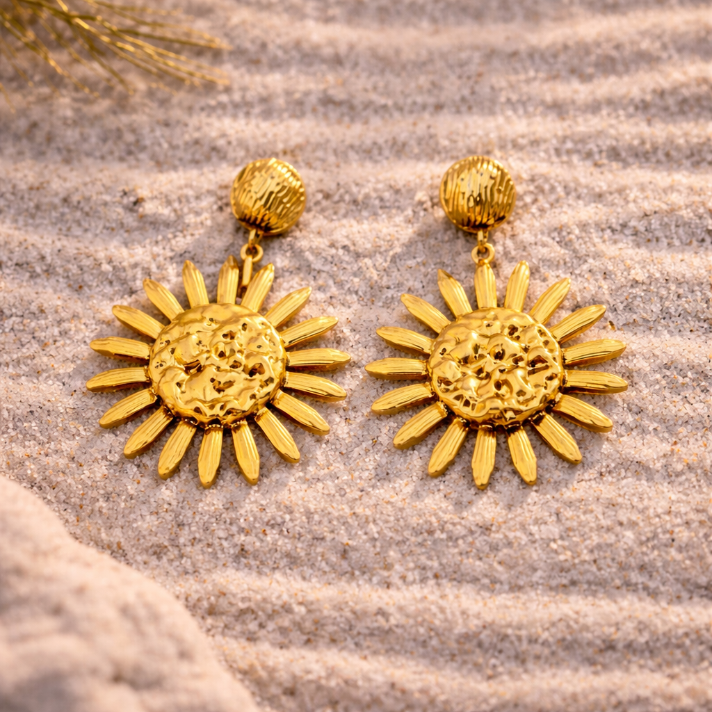 Boucles d’oreilles Soleil doré – Esprit plage & été chic