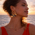Boucles d’oreilles créoles œil bleu – Charms bohème chic dorés