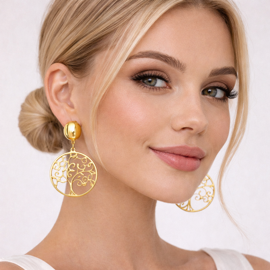 Boucles d’oreille Arbre de vie - Elégance dorée et argentée