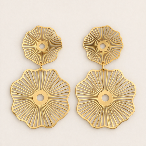 Boucles d’oreilles Fleur Soleil dorées – Élégance bohème chic